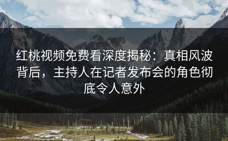 红桃视频免费看深度揭秘:真相风波背后,主持人在记者发布会的角色彻底令人意外