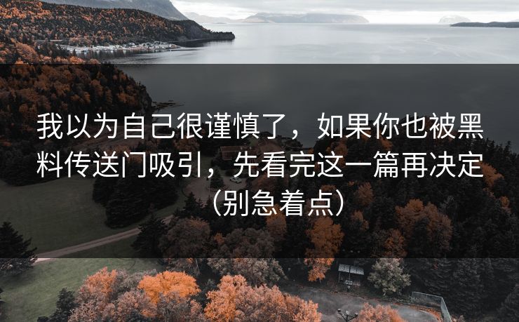 我以为自己很谨慎了，如果你也被黑料传送门吸引，先看完这一篇再决定（别急着点）